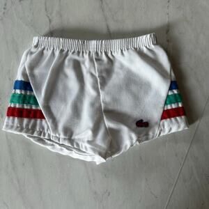 Vintage Lacoste white retro stripes throwback shorts 4t boys girls crocodile USA